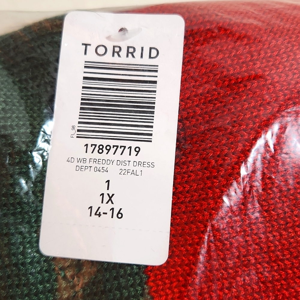 ❤️NWT VINTAGE TORRID NIGHTMARE ON ELM STREET FREDDY KRUGER COSTUME DRESS PLUS - Picture 7 of 12